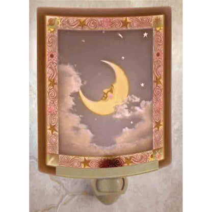Man in the Moon Porcelain Lithophane Colored Night Light