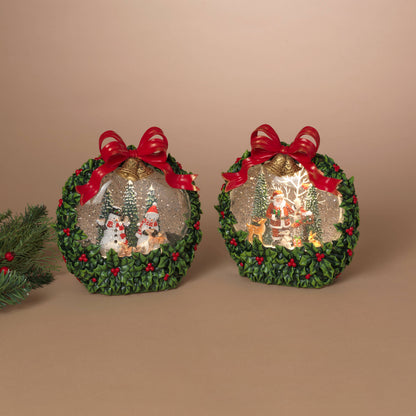 Lighted Spinning Water Globe w/ Holiday Scene
