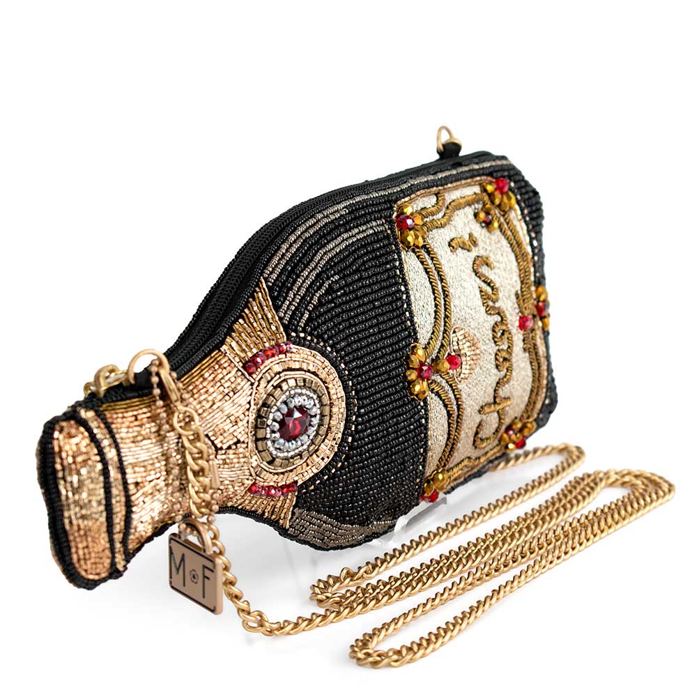 Mary Frances Accessories - Vintage Wine Beaded Champagne Bottle Crossbody Handbag