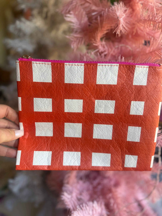 Aspen Lane - Red & Pink Check Flat Zip | gift with purchase giveaway bag