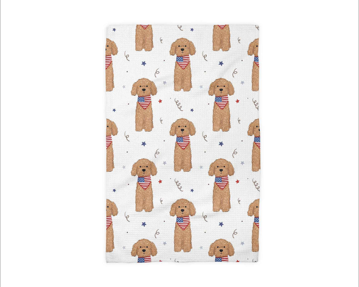 Dog Pet July 4 Patriotic Red White Blue Flag Kitchen Towel