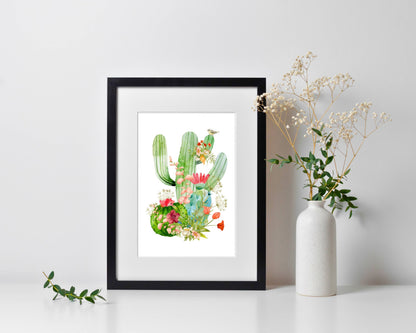 Botanical Saguaro Watercolor Art Print