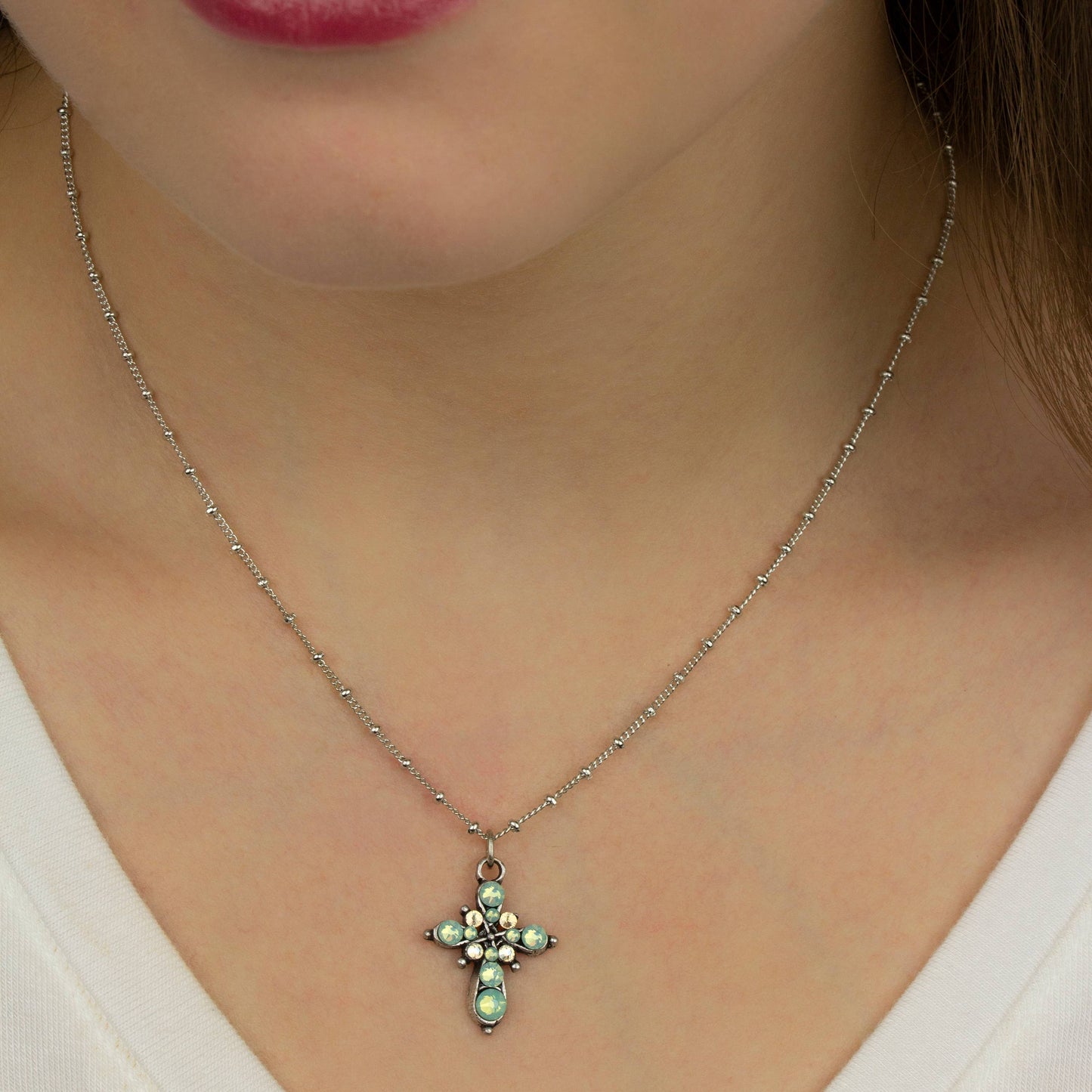 Agatha  Crystal Cross Necklace