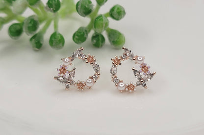 Floral circle earrings