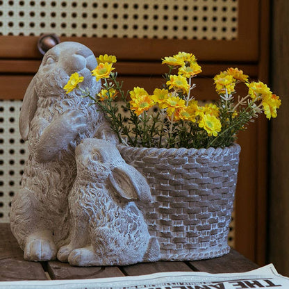Vagabond Vintage - CEMENT RABBITS PLANTER
