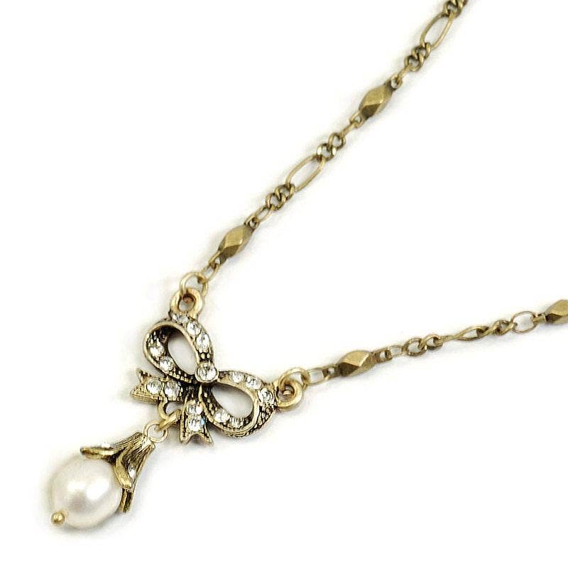 Joyería Sweet Romance - Collar nupcial con lazo de perlas N1070