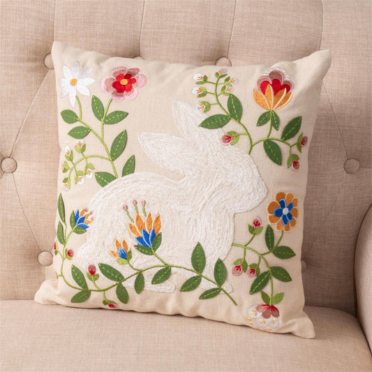 Pillow - Embroidered Bunny