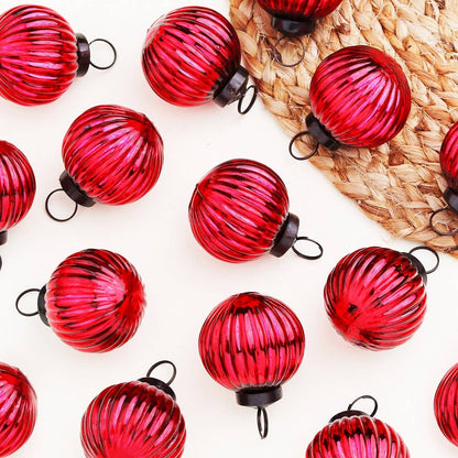 Christmas  Red Glass Ornaments- Set of 12