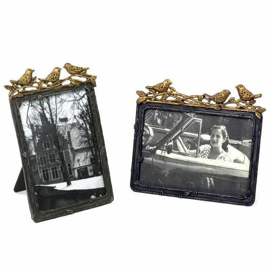 Vagabond Vintage - Pewter Frame with Gold Leaf Birds