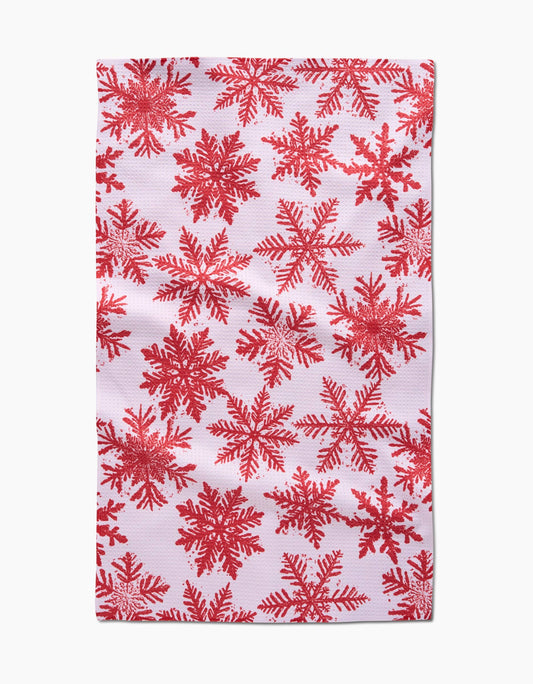 Geometry - Snowy Days Red Tea Towel