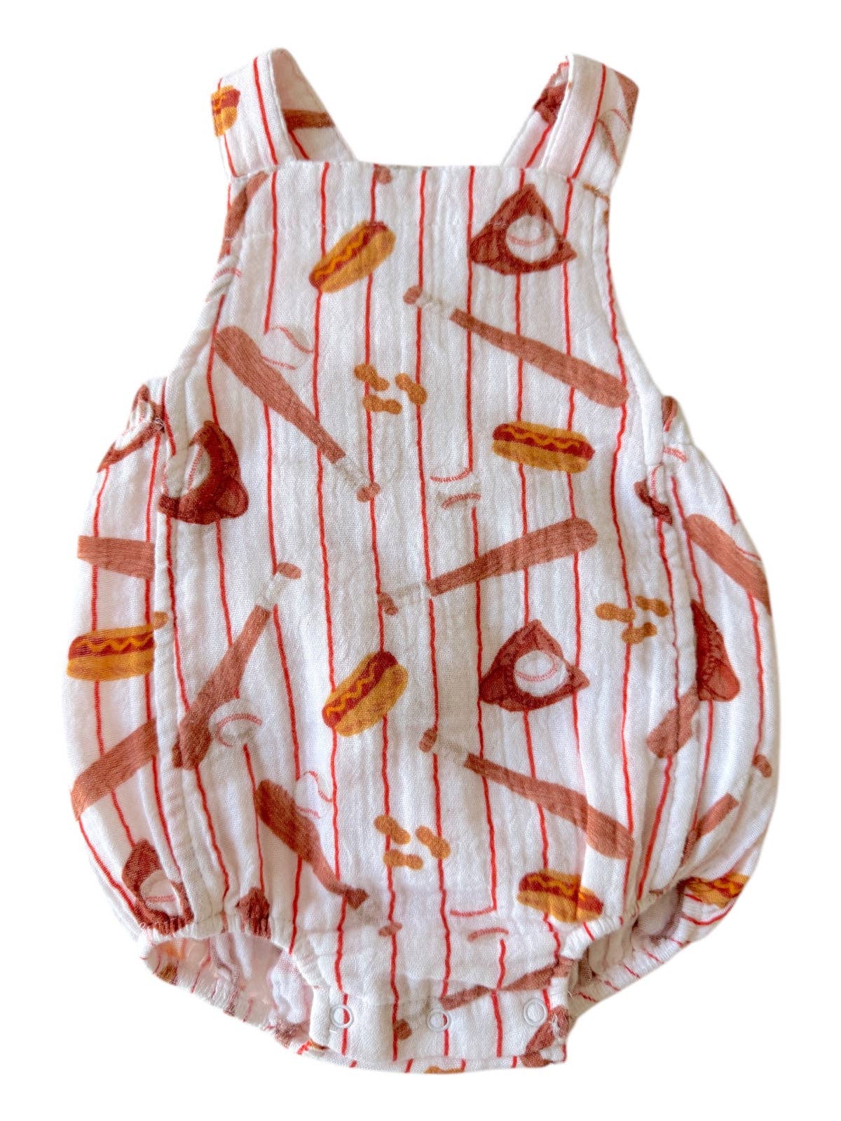 Muslin Retro Sunsuit, Baseball Game: 6 - 12 mo