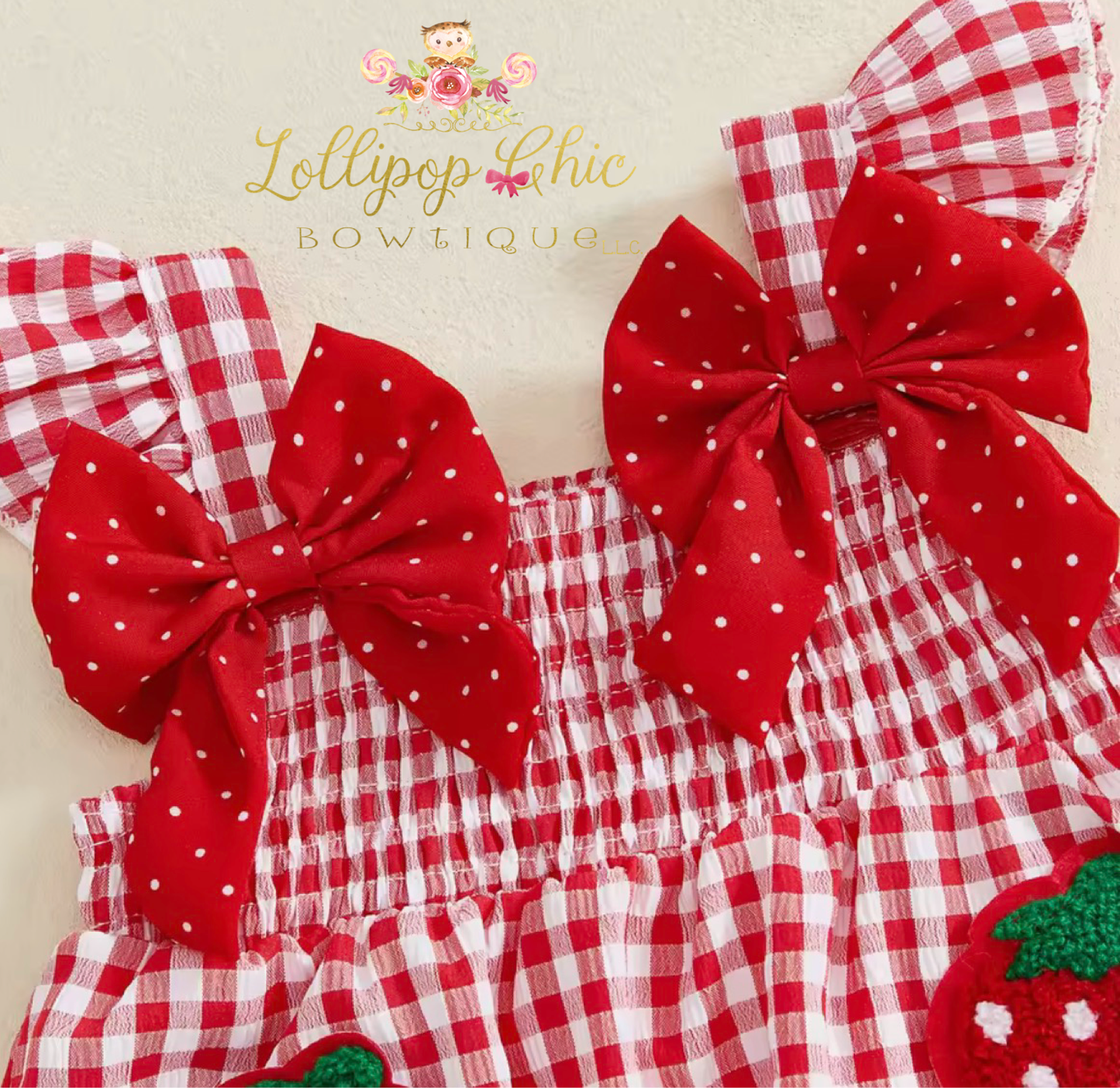 Toddler Baby Girl Strawberry Embroidered Plaid Ruffle Sleeve: 2-3T