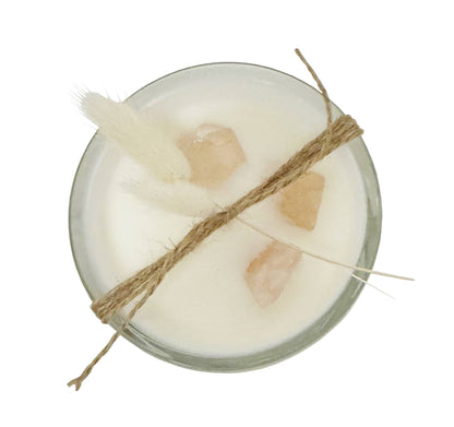 Vela de Cuarzo Rosa y Piedra de Lirio