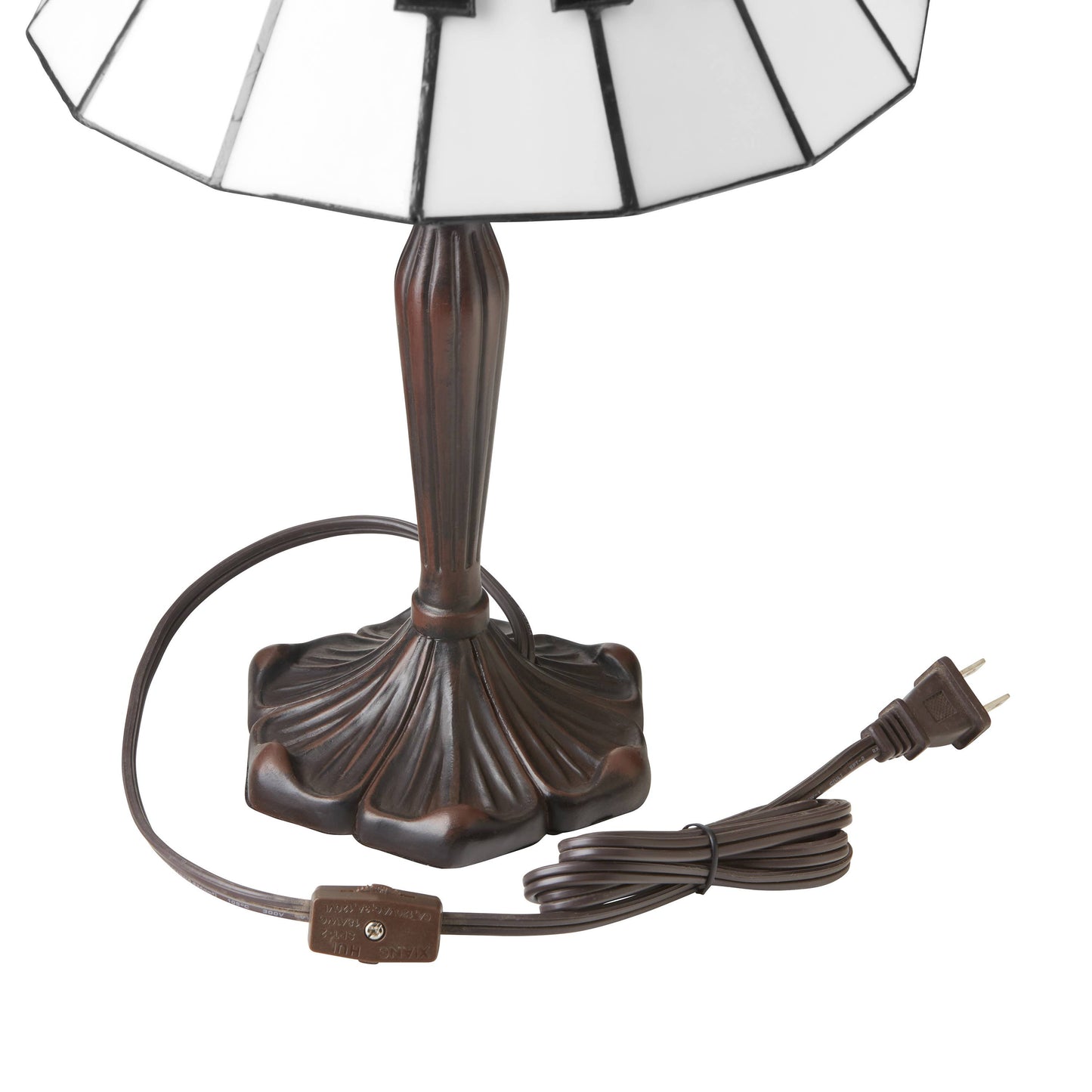 16"H Black and White Stained Glass Piano Keys Table Lamp