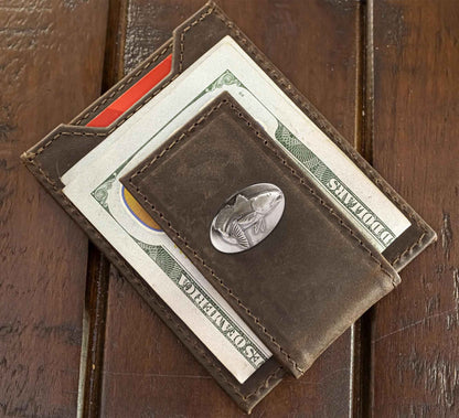 Redfish Magnetic Leather Slim Wallet: Crazyhorse Brown