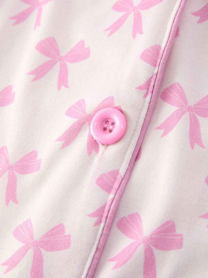 Mommy & Me Pink Bow Print Ruffle Pajama Set: 5 / KIDS