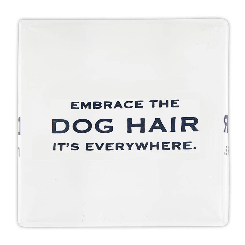 2" Embrace Dog Hair Sq Lucite Block