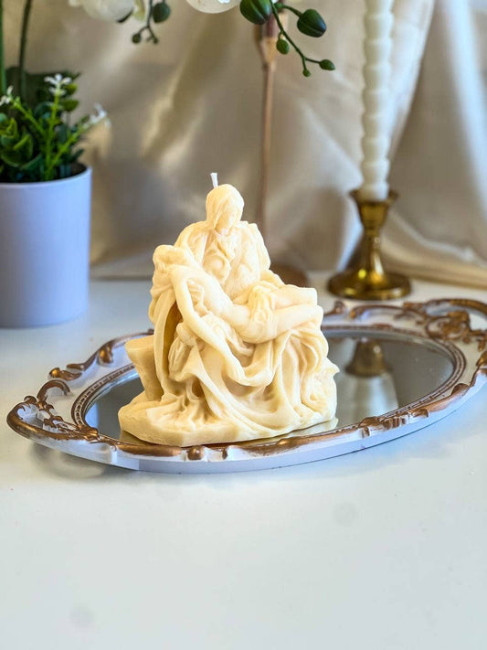 Sculpted Italian Pieta Statue Candle 5.5x6in - Religion