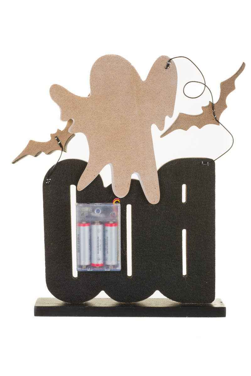 White/Orange Illuminated Ghastly "Boo" Sign With Ghost