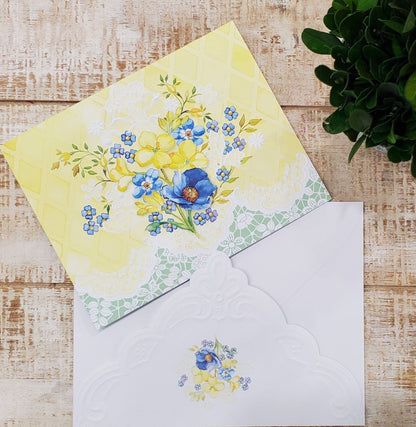 Sunny Bouquet Embossed Die-cut Boxed Portfolio Note Card