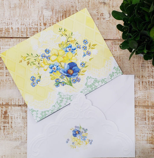 Sunny Bouquet Embossed Die-cut Boxed Portfolio Note Card