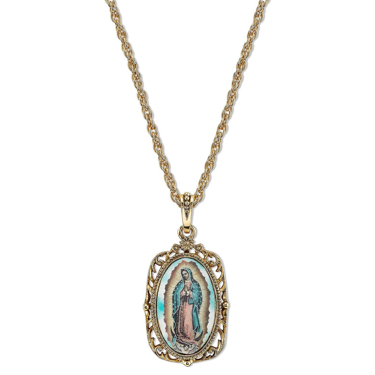 1928 Jewelry - Symbols Of Faith Lady Of Guadalupe Medallion Pendant Necklac