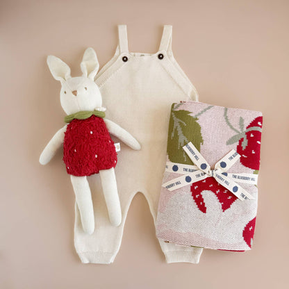 Blanket Strawberry Bunny Organic Baby Decor Spring Summer