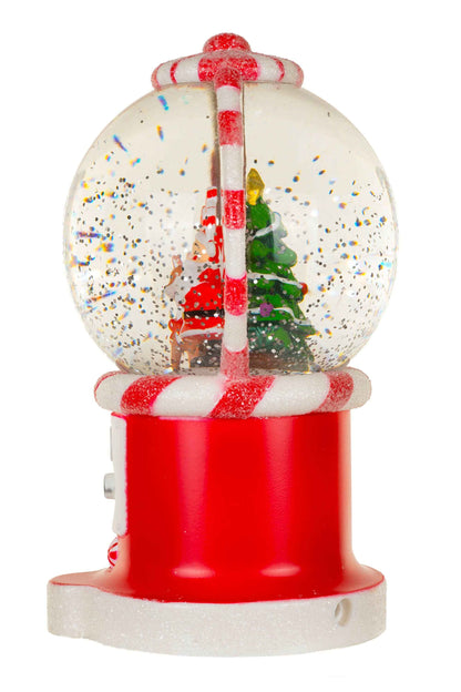 NEW-Red Santa's Gumball Machine Snow Globe