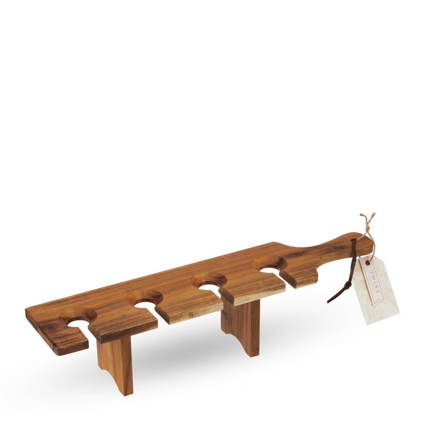 Acacia Stemmed Wine Glass Flight Carrier Serving Board