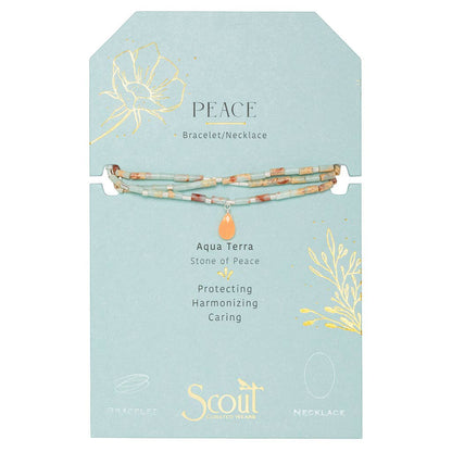 Teardrop Stone Wrap Aqua Terra/Sunstone/Silver - Peace