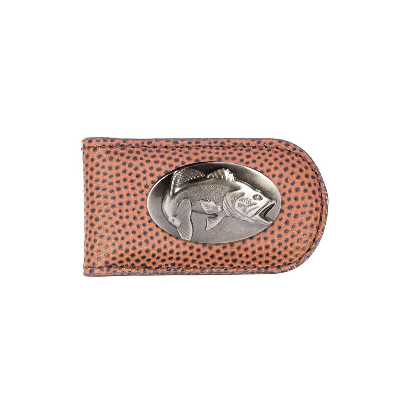 Bass Leather Magnetic Money Clip Wallet: Croc Tan