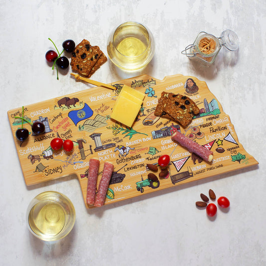 Nebraska Cutting Board with Artwork by Fish Kiss™