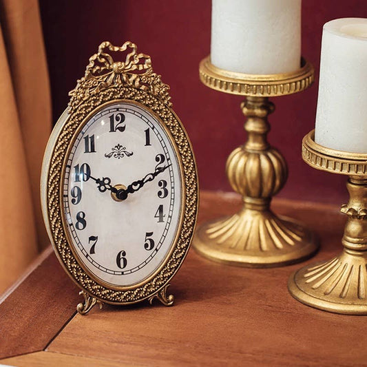 Desktop Clock Vintage Gold French