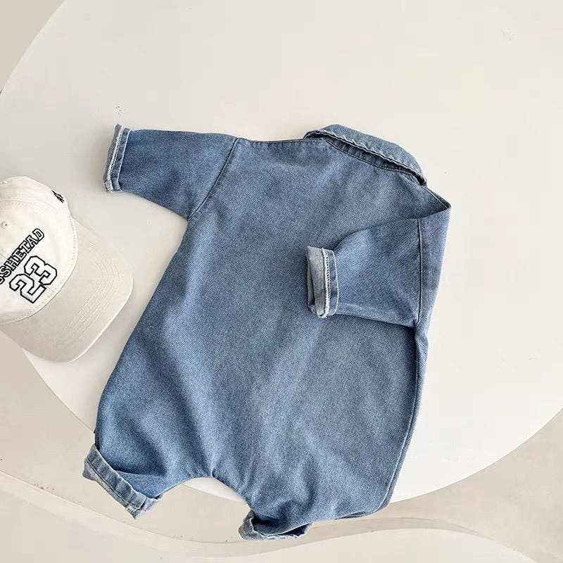 Baby Bear Denim Romper: Light blue / 18-24M