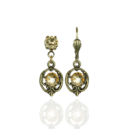 Madeline Crystal Earrings in Brass