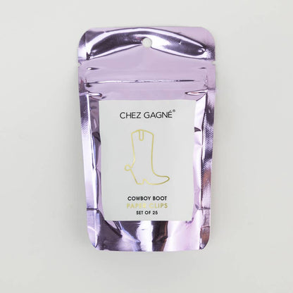Bota de vaquero - Clips de papel chapados en oro únicos - Paquete de 25