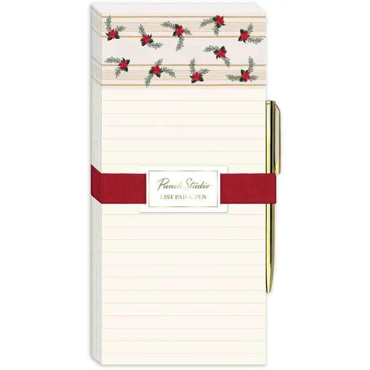 Magnetic List Pad with Pen Winter Florals Cream