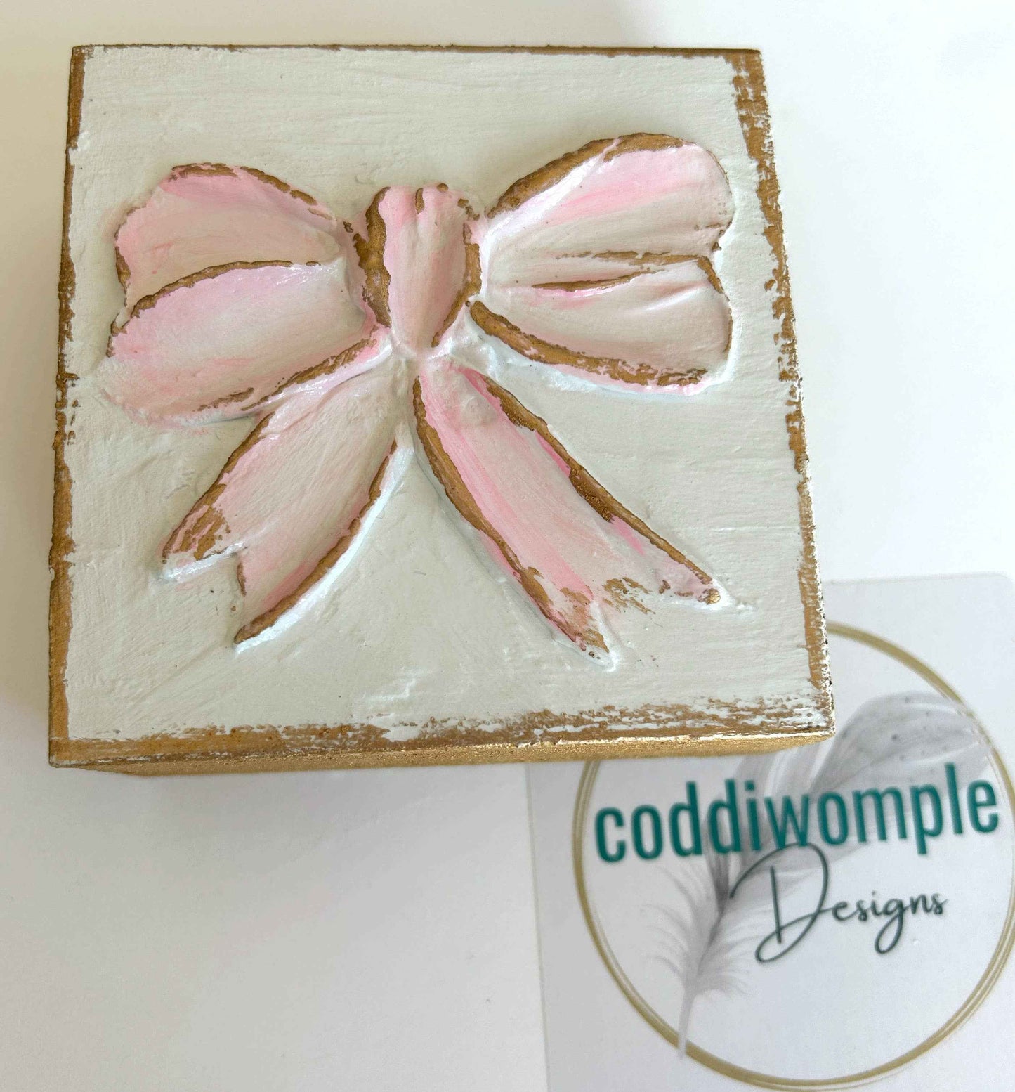 Pink bow mini block  |  floral Easter Spring baby nursery