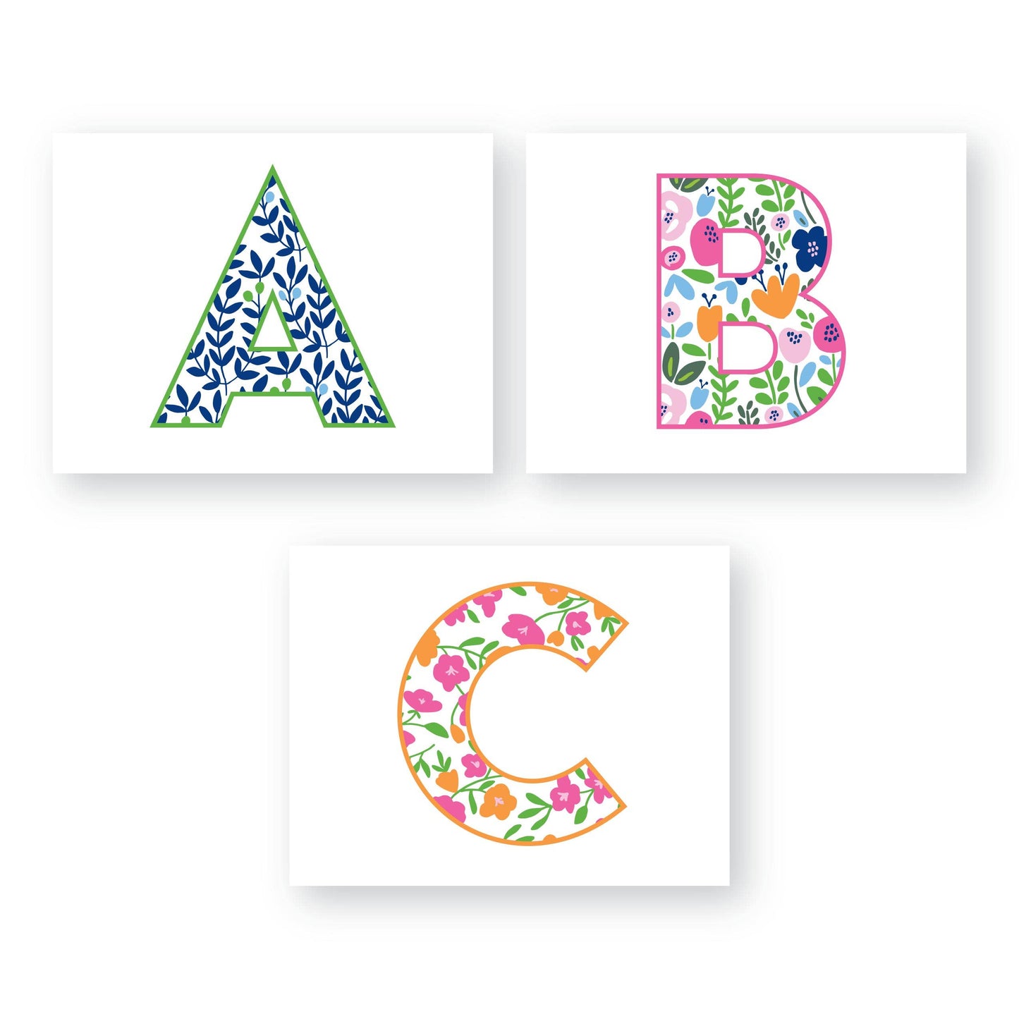 FLORAL INITIAL FOLDOVERS: PINK AND ORANGE FLORAL / N
