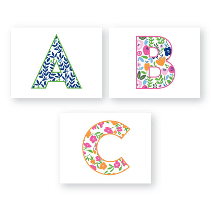 FLORAL INITIAL FOLDOVERS: PINK AND ORANGE FLORAL / N