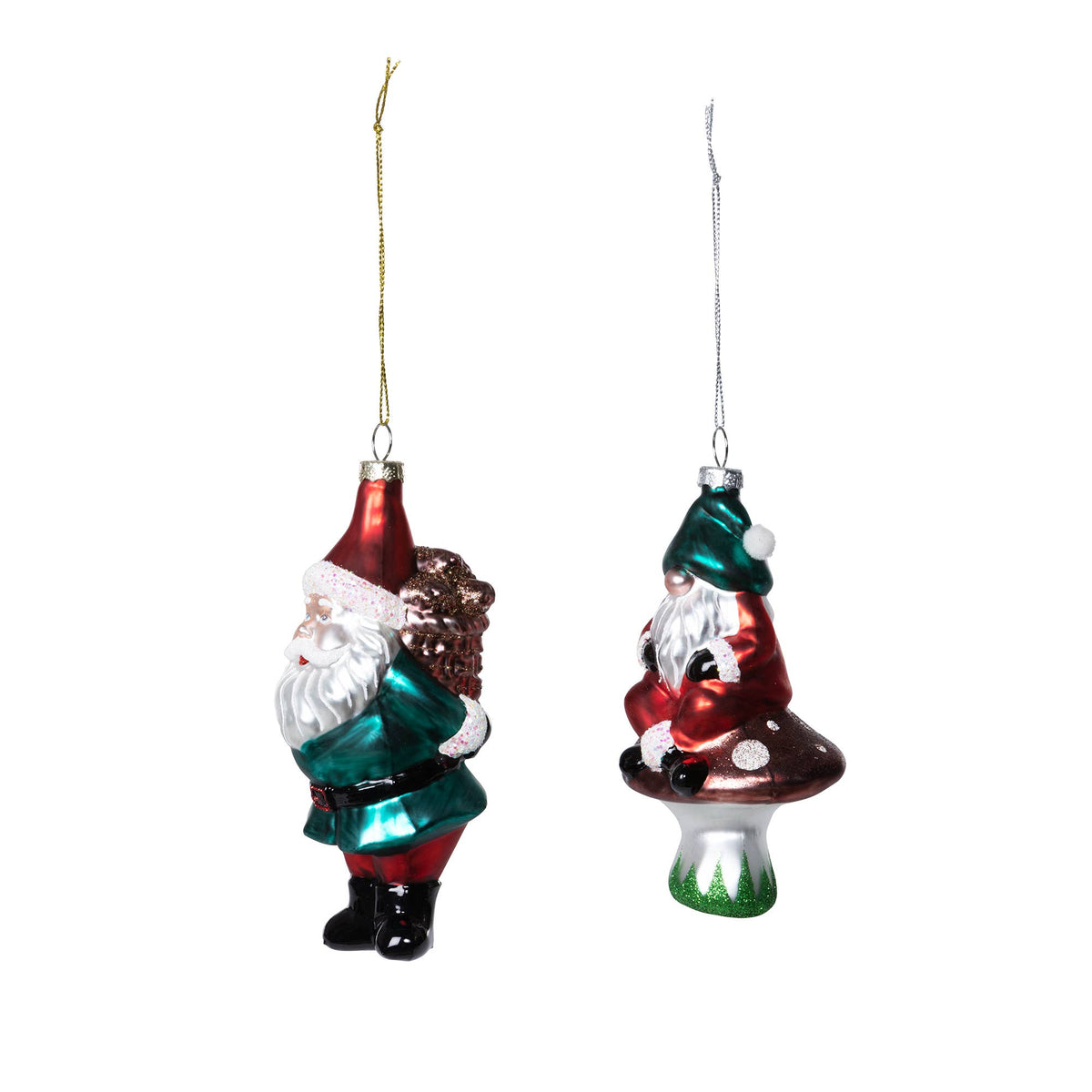 Nordic Gnome Glass Ornament , 2 Assorted Styles