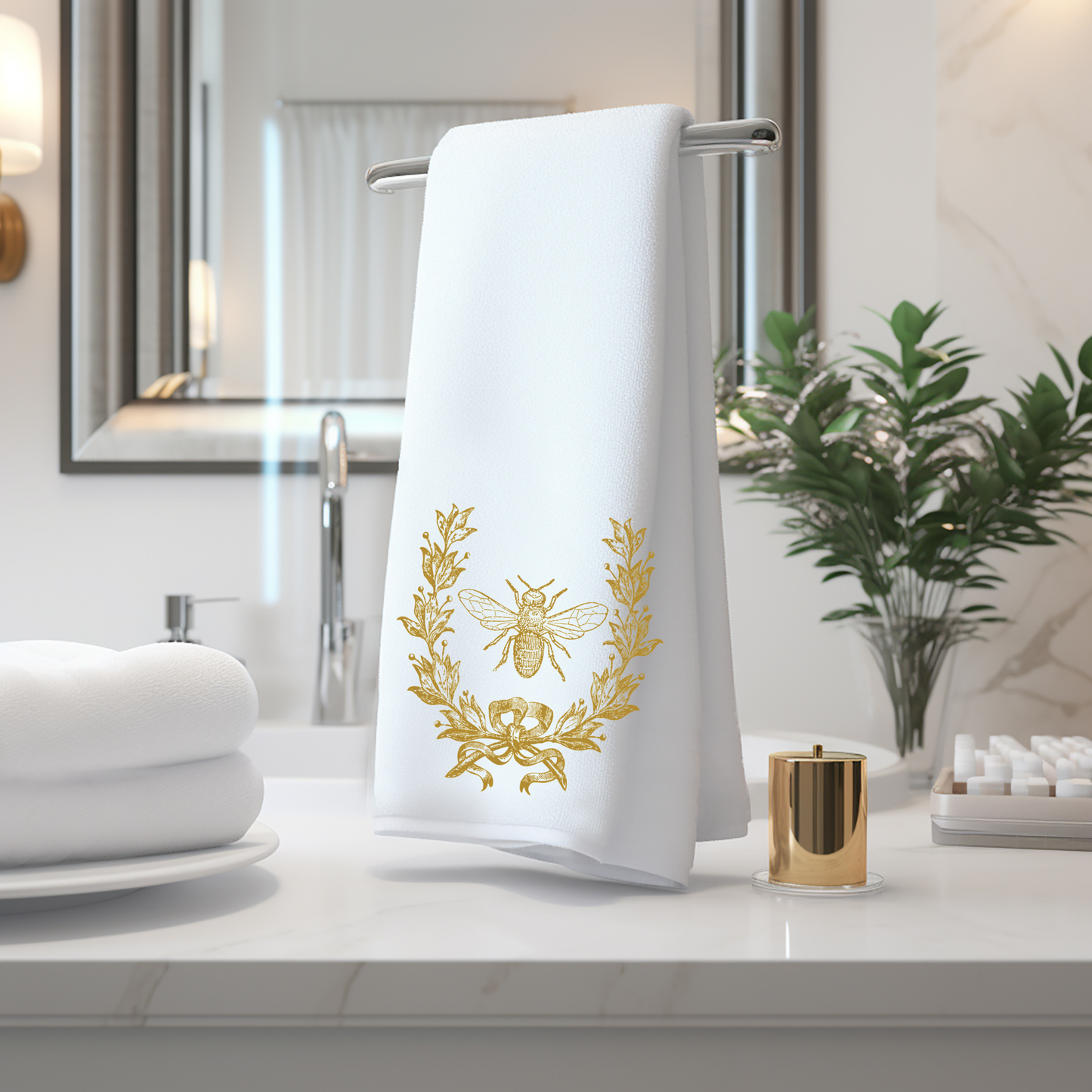 Gold Bee & Crest, French Inspired Luxury Towels, 3 Sizes