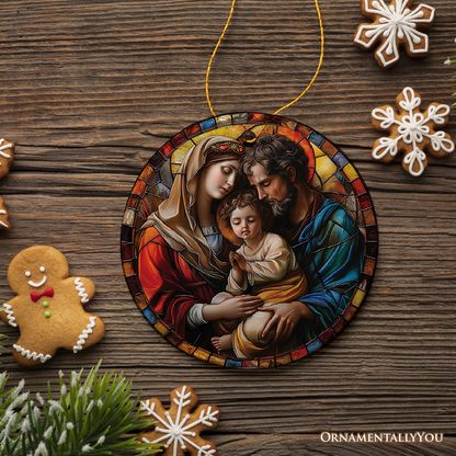The Holy Embrace Stained Glass Themed Ceramic Ornament