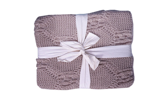 50"X 60" Beige Knitted Throw