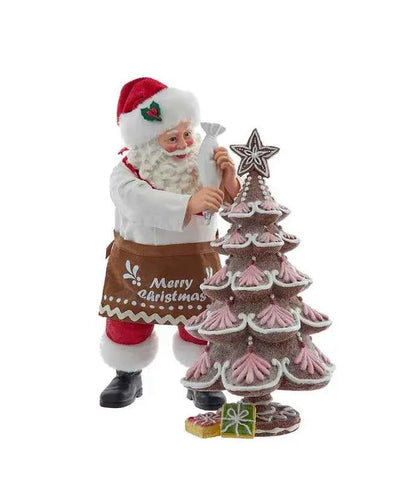 10.5" Fabriche Santa+Gingerbread Tree 2P
