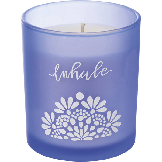 Inhale Blu Glass Candle
