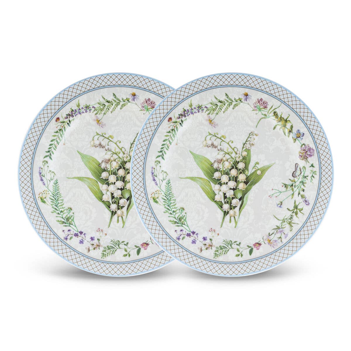 Lily of the Valley Porcelain Dessert Plate Set of 2