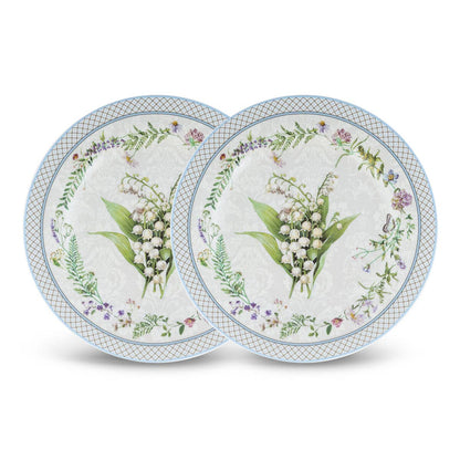 Lily of the Valley Porcelain Dessert Plate Set of 2
