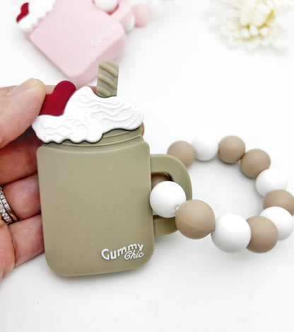 Handheld Milkshake Teether Ring Toy for Babies