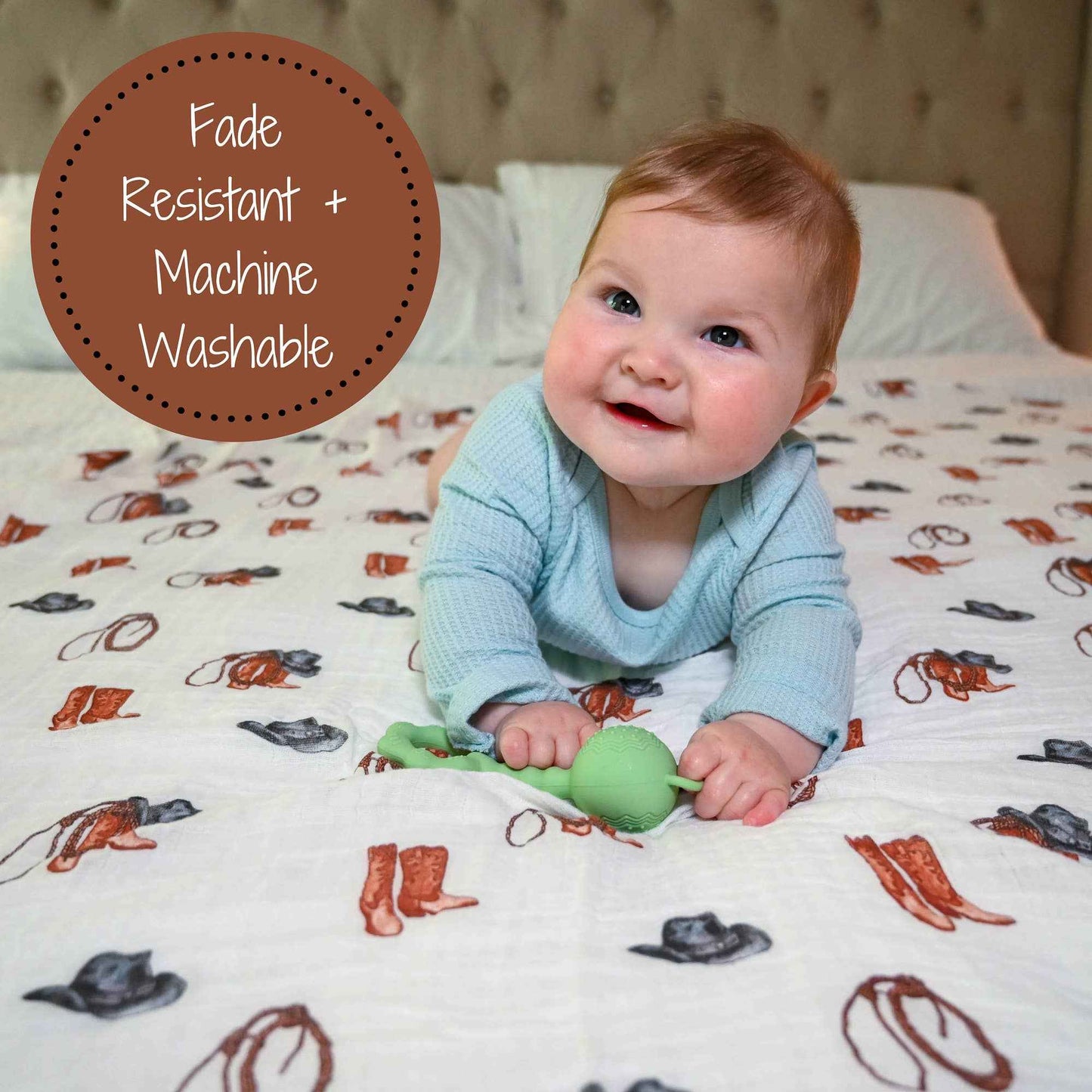 LollyBanks - Life Is Better In Boots Western Baby Muslin Swaddle Blanket